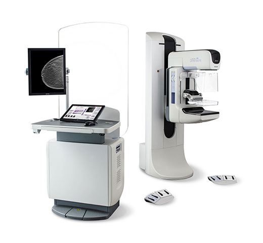 Système de mammographie numérique Selenia® Dimensions® d’Hologic sur fond blanc