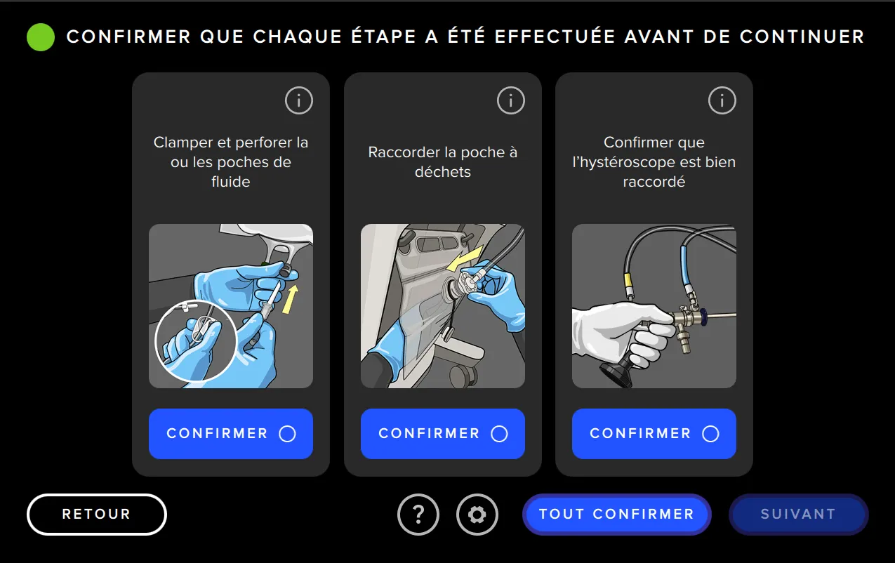 Visuel de l’écran Fluent Pro montrant la configuration du système.