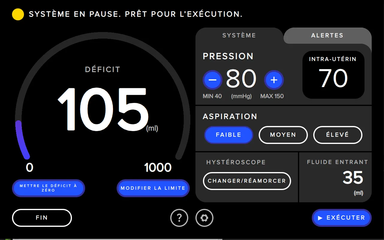 Visuel de l’interface Fluent Pro montrant la gestion de l’aspiration.