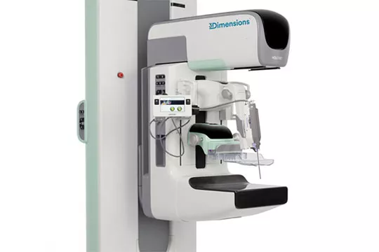 Système de guidage pour biopsie mammaire en position debout sur fond blanc