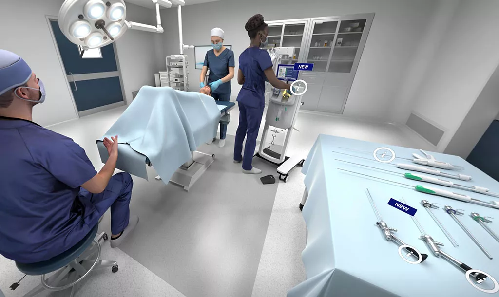 Bloc opératoire virtuel dans un laboratoire.