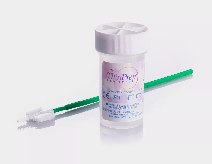 Flacon de prélèvement sur fond blanc